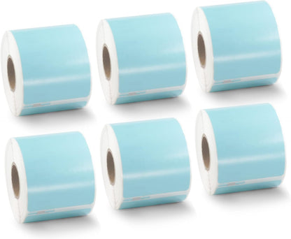 BETCKEY Colored Labels Compatible with Dymo 30323 (2-1/8" x 4") Name Badge Labels, Compatible for Dymo LabelWriter Thermal 450, 4XL & Zebra Desktop Printers [6 Rolls, 1320 Labelss, Light Blue]