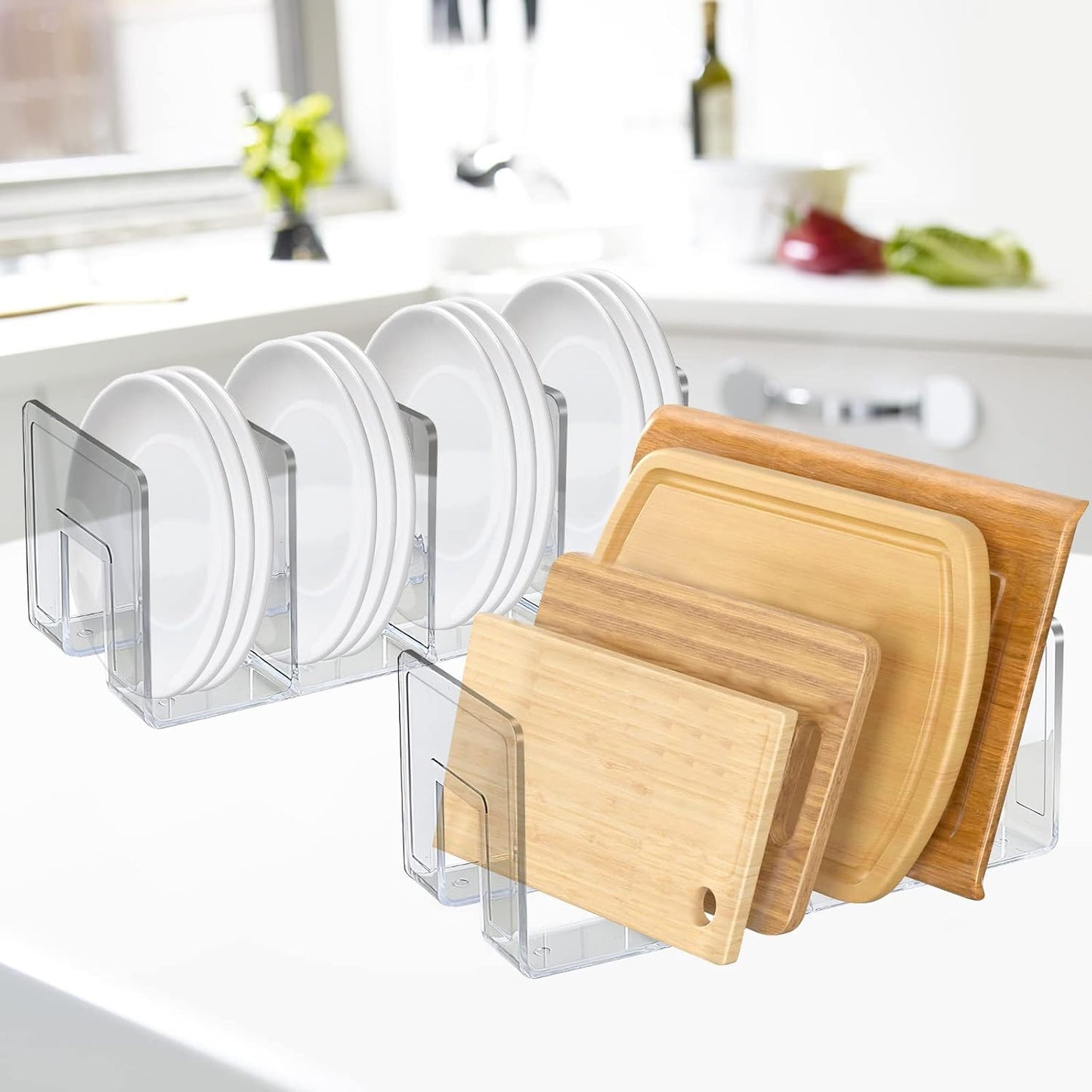 SAYEEC Acrylic File Sorter, Clear File Holder Acrylic Desk Organizer, Sturdy Desktop Files Organizer Files Folder Holder Rack for Envelopes Mail Letter Paper Notebook Electronics (2)