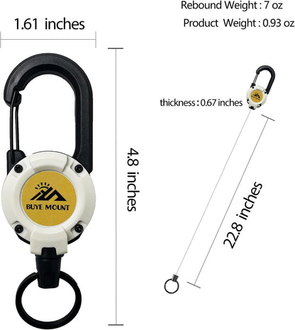 Retractable Keychain Heavy Duty 2Pack, Multitool Carabiner Badge Holder, Retractable Keychain Clip Id Holder, Upgraded 58cm Stainless Steel Cord White