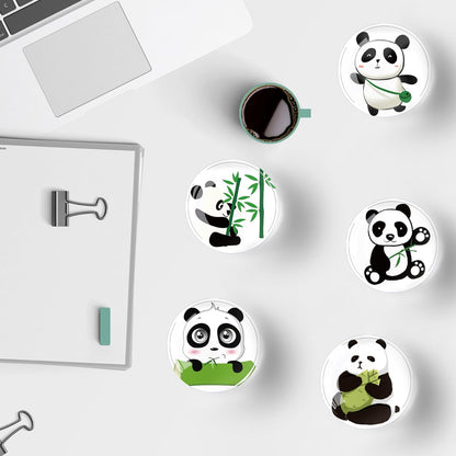 12Pcs Glass Refrigerator Magnet Fridge Sticker,Panda Fridge Magnets Decoration for Crafts,Strong Fridge Magnets for Kitchen, School,Office Whiteboard, Cabinet and Dishwasher