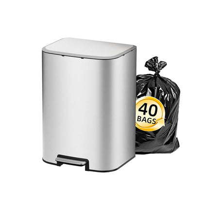 KUK 5.3 Gallon Kitchen Trash Can with Lid, Heavy Duty Hands-Free Stainless Steel Commercial Step Trash Bin with Removable Inner Bucket, Pedal Rubbish Bin for Home Office and Kitchen, 20L/5.3Gal