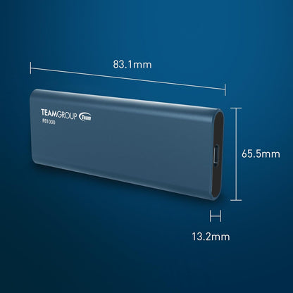 TEAMGROUP PD1000 2TB Aluminum Portable External Solid State Drive SSD, Read up to 1000MB/s, USB-C, USB A 3.2 Gen 2, Waterproof, Dustproof (IP68), Shockproof, Pressure Resistant T8FED6002T0C108