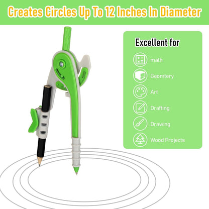 Zonon 100 Pcs Student Math Geometry Compass Tool Classroom Set Bulk 6 Inch Bright Colored Plastic Drawing Compass with Pencils Back to School Supplies for School Home Office