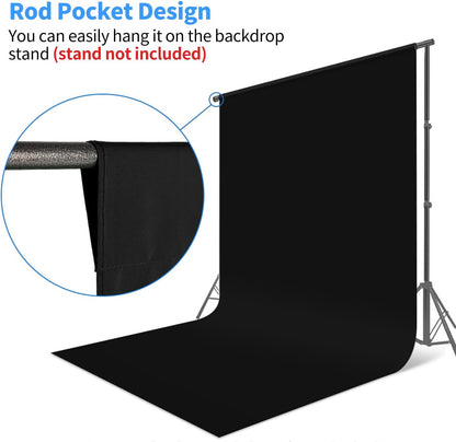 HEMMOTOP Black Backdrop Curtain, 5x6.5 ft Black Photo Backdrop for Photoshoot, Party, Video Recording, Back Drop Background Cloths Polyester Fabric, for Photography, Birthday (Backdrop only)