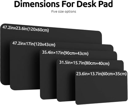 YSAGi Leather Desk Protector, Office Mat, Large Mouse Mat, Non-Slip PU Leather Blotter, Laptop Pad, Waterproof Writing Pad for Office and Home (Black, 47" x 17")