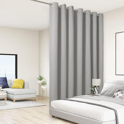 BONZER Room Divider Curtain Total Privacy Wall Extra Wide Grommet Room Darkening Curtains for Patio Sliding Glass Door, 108L x 150W Inch (9L x 12.5W ft), 1 Panel, Silver