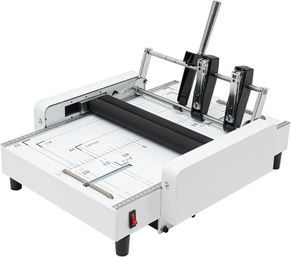 Booklet Folding Binding Machine, A3 110V Paper Folding Machine 2 in 1 Multifunctional Automatic Book Maker Stapling for Schools Print Stores Offices & Factory