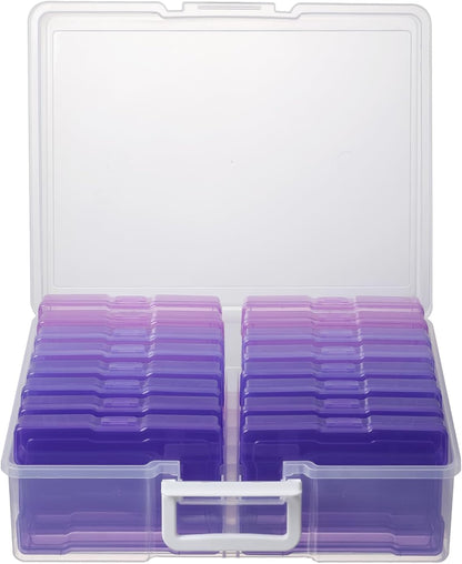 novelinks Photos Organizer - 4" x 6" Photo Storage Box with Handle - 16 Inner Cases - Purple Gradient