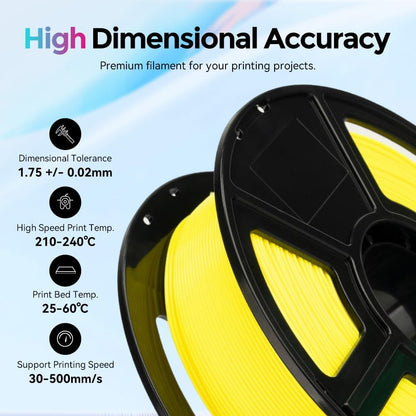 FLASHFORGE Rapid PLA Filament 1.75mm, High Flow Speedy 3D Printer Filament, Experience Exceptional Performance with 500mm/s High-Speed Printing, Neatly Wound & Top-Notch Filament (Nero Yellow)