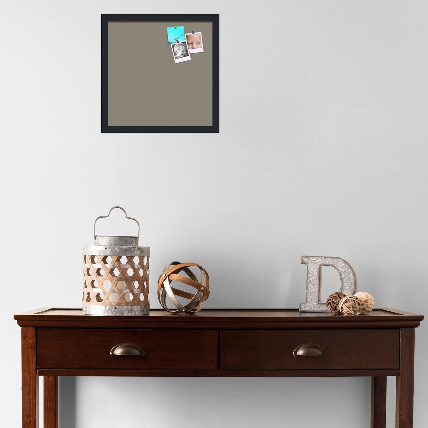 PinPix 15x15 Inch Cork Bulletin Board. This Decorative Framed Pin Board Comes with Pewter Design and a Satin Black Frame. Ideal for Home Office Decor or Message Board (PinPix-1812)