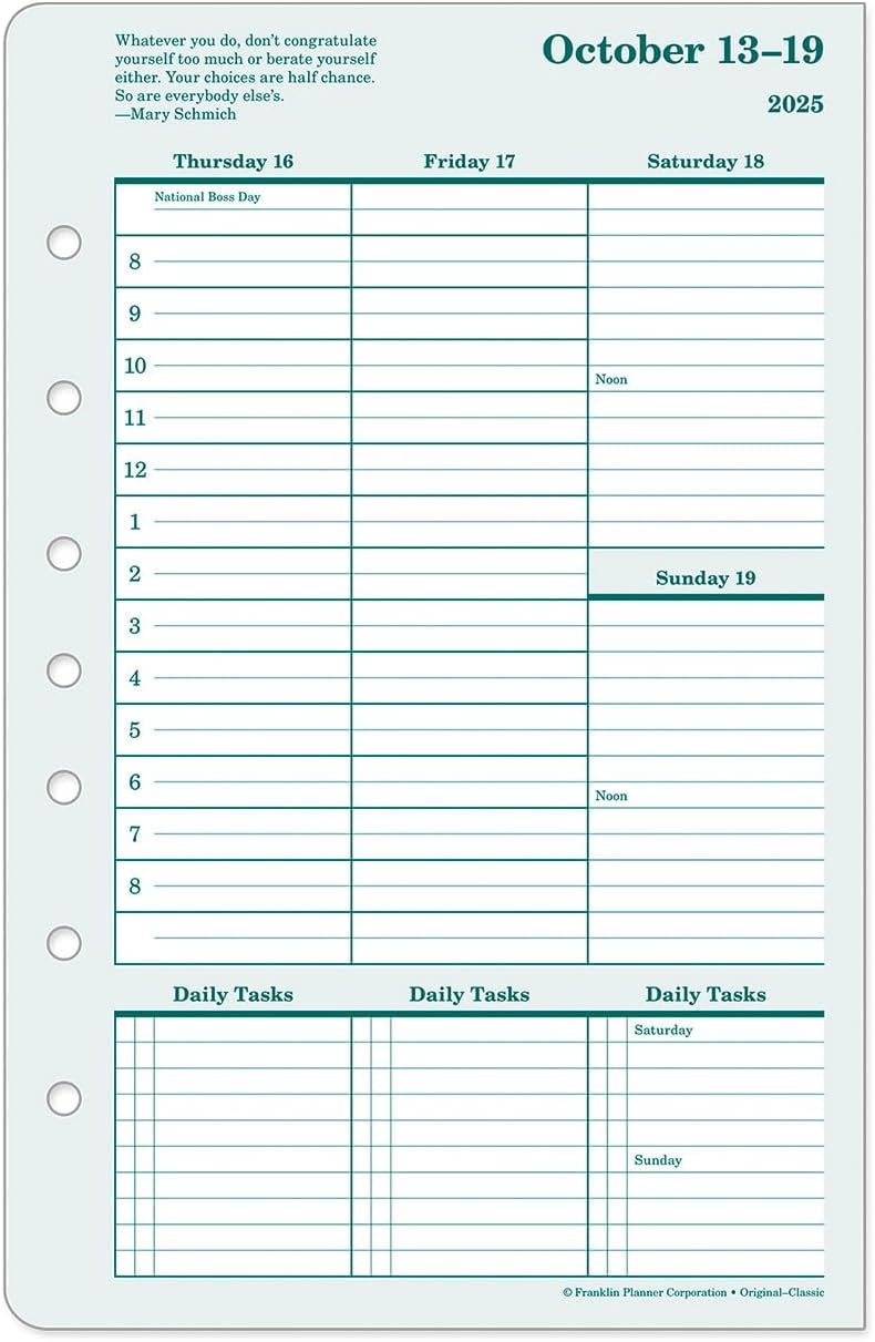 FranklinCovey - Original Weekly Ring-Bound Planner (Classic, Oct 2025 - Sep 2026)