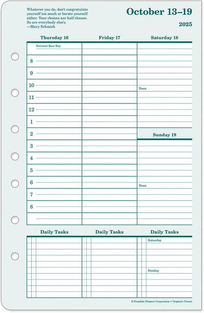 FranklinCovey - Original Weekly Ring-Bound Planner (Classic, Oct 2025 - Sep 2026)