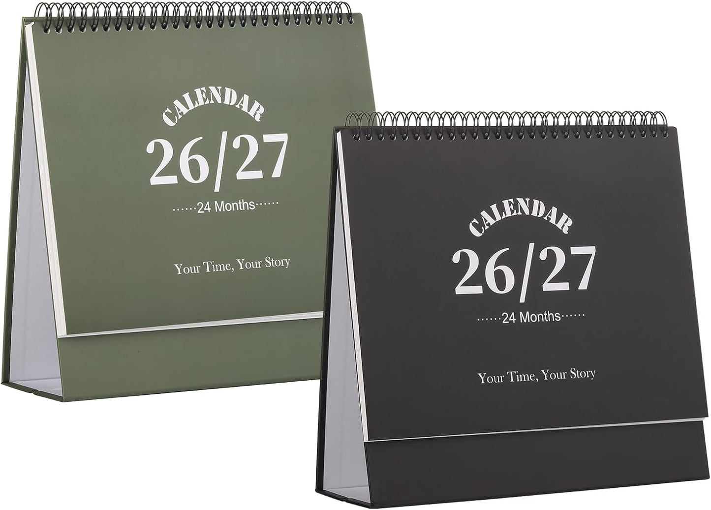 Desk Calendar 2026-2027, 2 Years Calendar Runs from Jan. 2026 until Dec 2027, Table Monthly Planner with Stickers for Home,Office,School Organization(L-Black+Green,9.8" x 9.6")