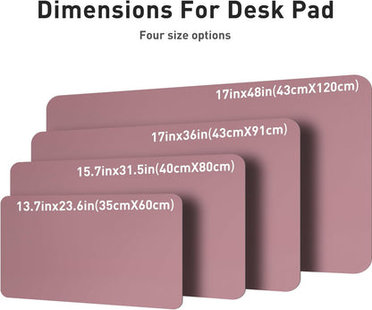 Aothia Leather Desk Pad Protector, Mouse Pad, Office Desk Mat, Non-Slip PU Leather Desk Blotter, Laptop Desk Pad, Waterproof Desk Writing Pad for Office and Home (48"x17", Dark Pink)