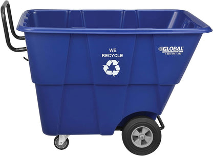 Global Industrial Standard Duty Plastic Recycling Tilt Truck 1/2 Cubic Yard Capacity 850 Lb. Capacity, Blue, Cart for Construction Commercial Industrial Transportation