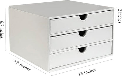 UnionBasic Document Organizer, 3-Drawer File Cabinet Document Storage Box, Office Desktop Filing Organizer, White
