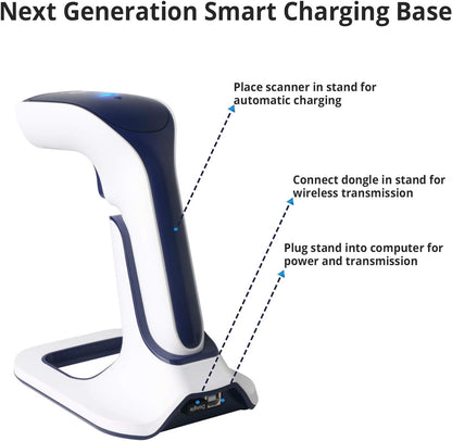 ScanAvenger Wireless Portable 1D with Stand Bluetooth Barcode Scanner: Hand Scanner 3-in-1, Cordless, Rechargeable Scan Gun for Inventory - USB Barcode Reader (1D Only with Next Gen Stand)…