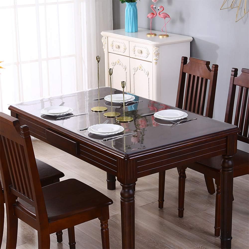 Vinyl Clear Table Protector 18x40 Inch PVC Plastic Pad Mat for Coffee TV Bench Dresser Dining Entryway High Sofa Side Table Desk Cover