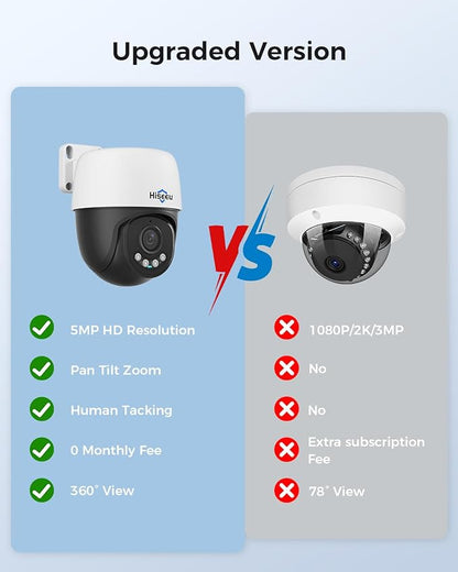 Hiseeu 6MP PoE Secuirty Camera System,with 2PCS 5MP PoE Wired Security Cameras Outdoor&Indoor,2-Way Audio,Color Night Vision,Remote Access,500GB HDD for Home Surveillance