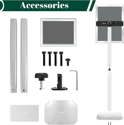 3Pcs Heavy Duty Pedestal Sign Holder for Display, 8.5 x 11 inches Adjustable Floor Standing Sign Holder with Weighted Base ,Sign Stand for Indoor/Outdoor Advertising，Silver