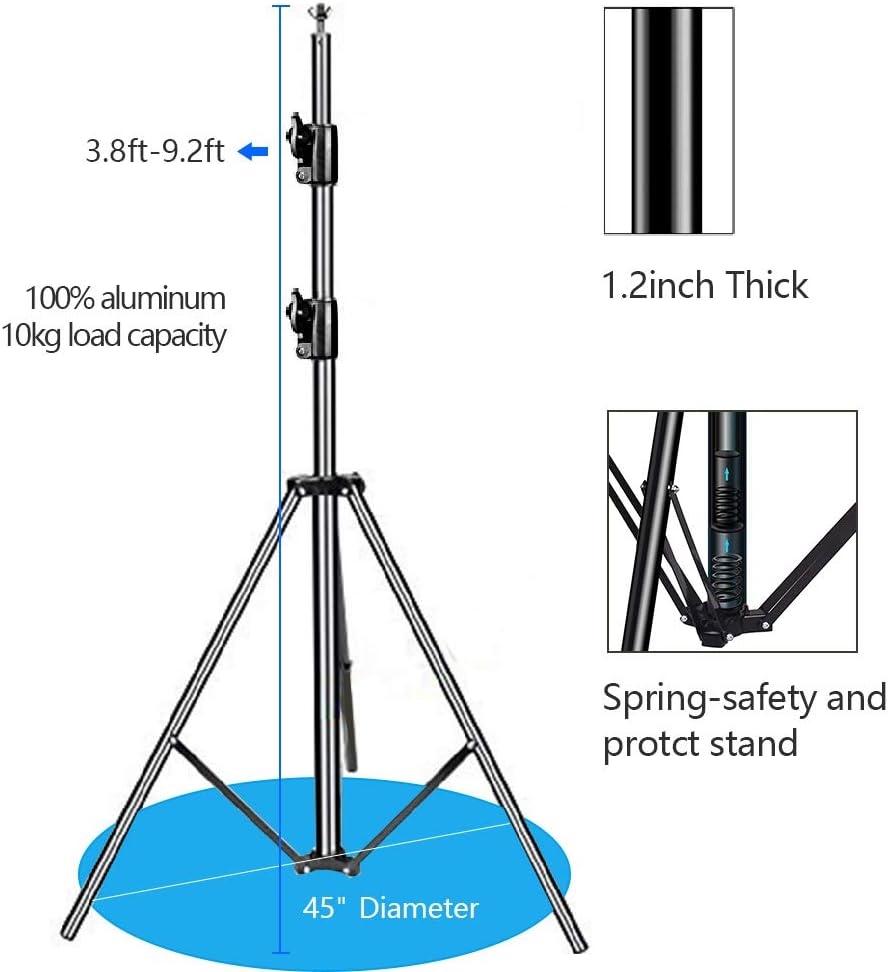 SLOW DOLPHIN Photo Video Studio 10ft (W) x 9.2ft (H) Heavy Duty Adjustable Photography Backdrop Stand Background Support System Kit with Carry Bag