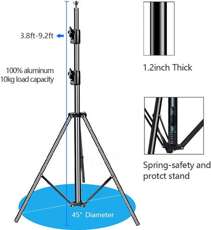 SLOW DOLPHIN Photo Video Studio 10ft (W) x 9.2ft (H) Heavy Duty Adjustable Photography Backdrop Stand Background Support System Kit with Carry Bag