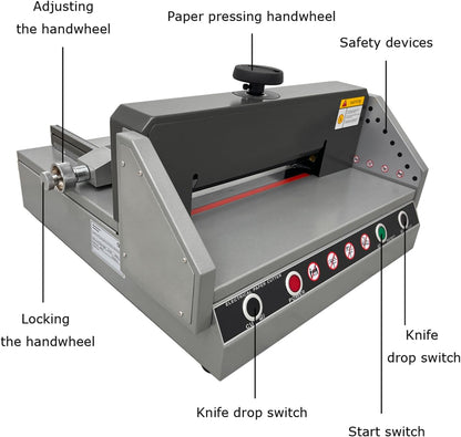 A4 13″ Desktop Electric Paper Cutter with Infrared Photo Electric Protection Paper Stack Guillotine Trimmer for Office, School 110V 120W