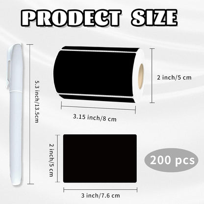 Starboling Chalkboard Labels,200 Pcs 3x2inch Square Label Chalk Stickers with White Chalk Marker,Reusable Waterproof Blackboard Stickers,for Jars,Bottles,Storage Bins