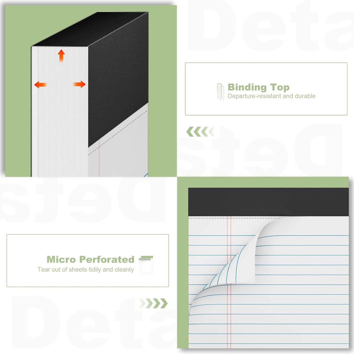 6 Pack Legal Pads 8.5 x 11 College Ruled Notepads, White Note Pads 8.5'' x 11'' Writing Pads Narrow Ruled Lined Paper Pads, 30 Sheets Per Note Pad, Legal Notepads for Work Study Daily Note Taking List