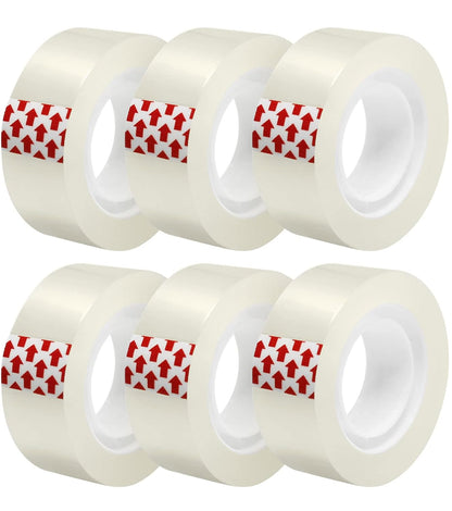 6 Rolls Transparent Tape Refills, Clear Tape Dispenser Refill Rolls, Glossy Gift Wrap Tapes for Office, School, Home, 3/4 x 1000 Inches