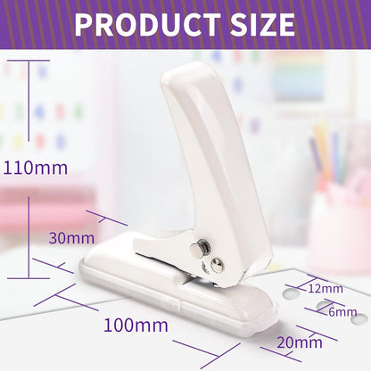 Single Hole Punch, 40 Sheets Punch Capacity, Kaluofan Hole Puncher Single, Small Hole Punch with Non-Slip Removable Base, One Hole Puncher for Crafts, Scrapbooks, Paper, Chipboard