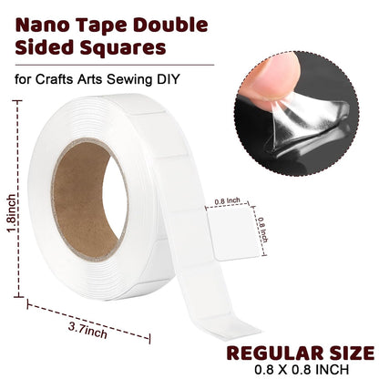 200 PCS Nano Tape Double Sided Squares 0.8" Nano Tape Precut Adhesive Glue Points Double Sided Mounting Putty Picture Hanging Adhesive Dots for Balloon Poster Walls Hanging Removable (Tape)