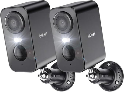 ieGeek Security Cameras Wireless Outdoor 2-Pack, 2K WiFi Surveillance Camera for Home Security, Battery Powered Security Cameras with Siren & Spotlight, AI Detection, IP65 Waterproof, Works with Alexa
