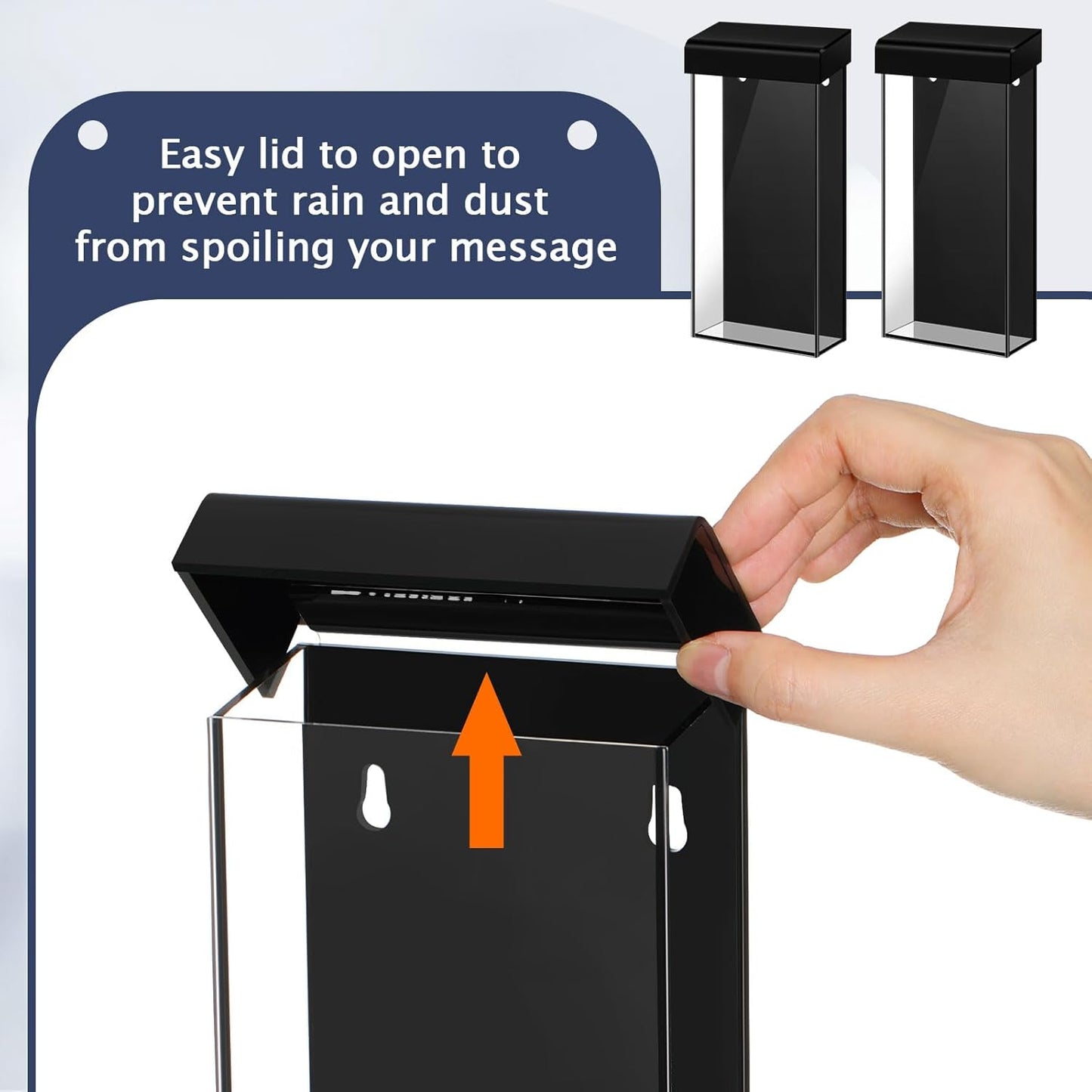Remerry 4 Pcs Acrylic Outdoor Brochure Holder 4 x 9 Inch Waterproof Wall Mount Literature Box with Black Lid Clear Pamphlet Holder with Screws for Flyer Display Map Menu Envelope
