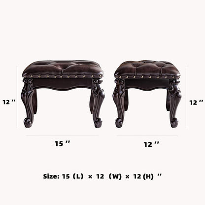 Foot Stool Ottoman Foot Rest Microfiber Leather Upholstered Footstool for Sofa, Living Room, Entryway, Solid Wood Stool (Dark Brown)