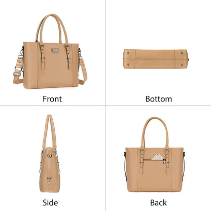 MOSISO PU Leather Laptop Tote Bag for Women, Waterproof Large Capacity Business Work Briefcase Shoulder Laptop Bag