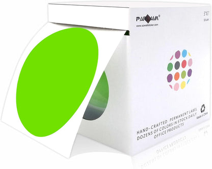 PARLAIM 3 Inch Round Color-Code Dot Stickers, 500pcs 3" Color Coding Circle Labels per Roll Dispenser Box for Inventory, Light Green