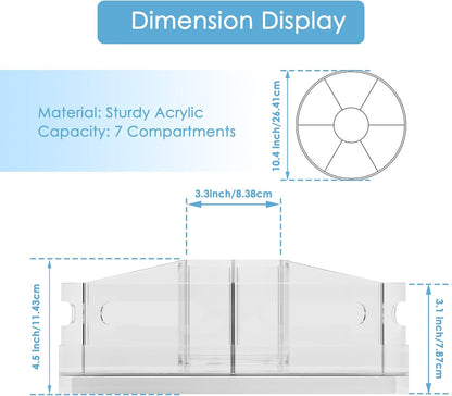 Pen Organizer for Desk - Acrylic Pen Holder with Hand Grips, 360° Extra Large Rotating Desk Organizer with 7 Removable Compartments for Office, Home, and Makeup Storage, Marker Organizer