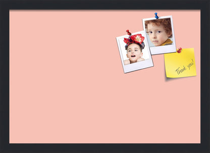 PinPix 20x14 Inch Cork Bulletin Board. This Decorative Framed Pin Board Comes with Pink Pastel Design and a Satin Black Frame. Ideal for Home Office Decor or Message Board (PinPix-1813)