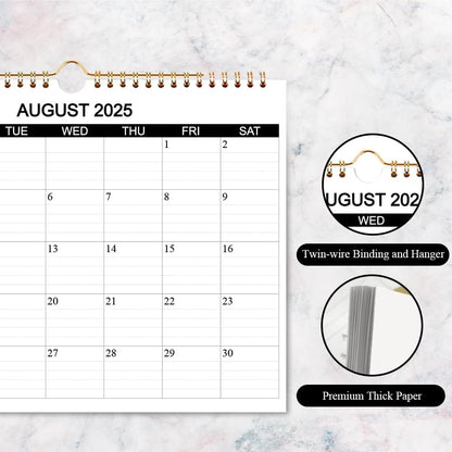 Calendar 2025-2026 - Wall Calendar 2025-26 Runs from August 2025 to December 2026, 17 Months Calendar with Thick Paper for Planning at Home or Office, 8.5 x 11 Inch, Black