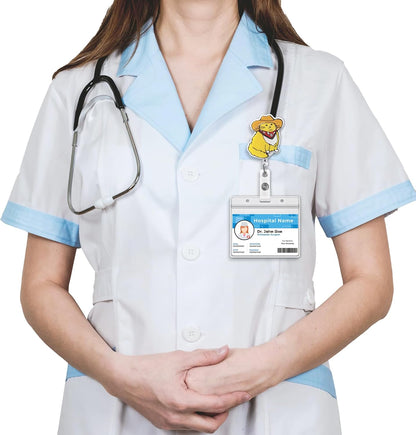 Cowboy Cat Badge Reel, Funny Badge Holder, Cute Nurse Name Tag with Retractable Clip, Medical Worker ID Card Holders, Pediatric Nursing Accessories for Nurse Doctor Student Teacher Office