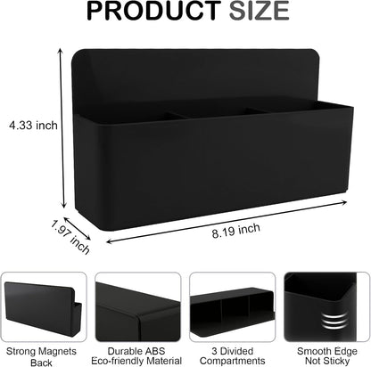 Magnetic Pen Holder,3 Compartments Magnetic Dry Erase Marker Holder,Extra Strong Magnet Storage Marker Pen Pencil Organizer for Refrigerator,Whiteboard,Locker Accessories(Long Style)