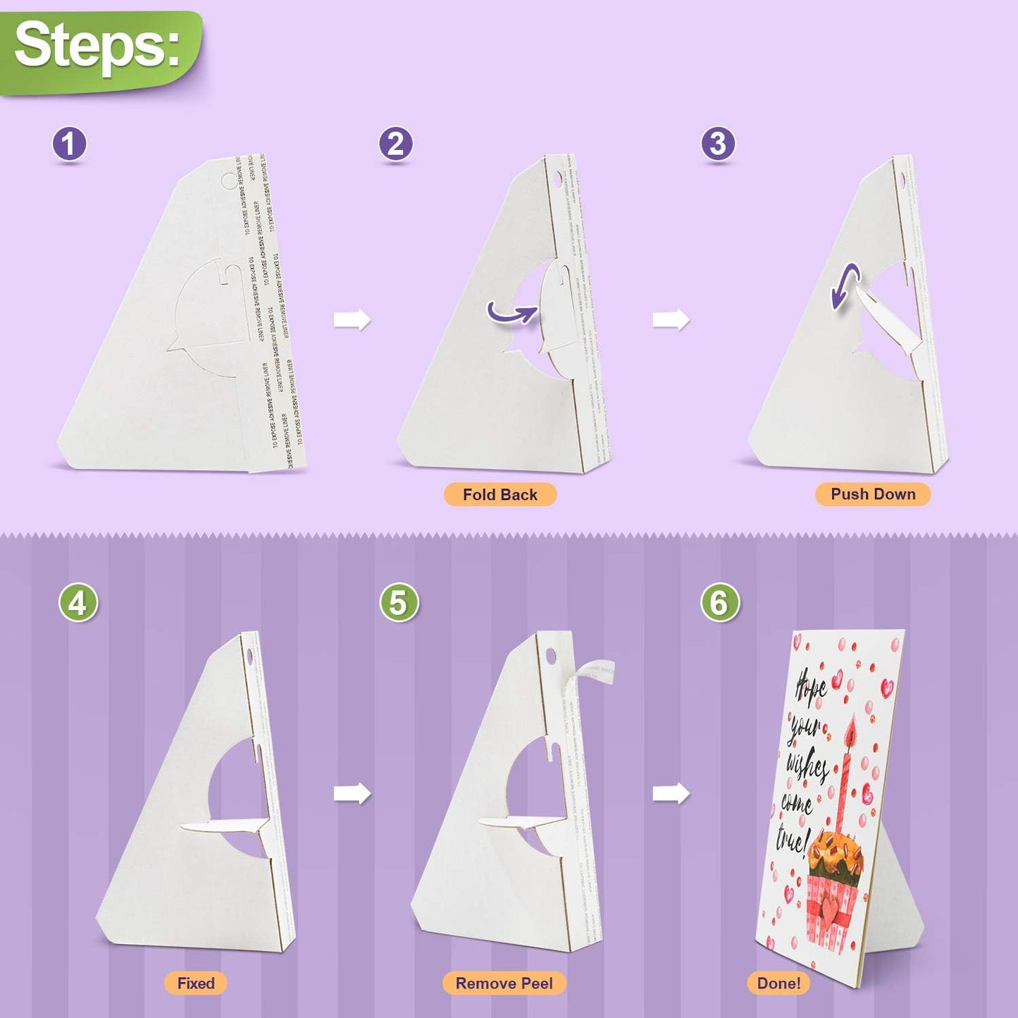 Golden State Art, 5 Inch Self Stick Easel Back, Cardboard Stand, Single Wing, Archival Quality, Display Posters Pictures Brochures, Easy and Fast Application (Pack of 50) White, Made in USA