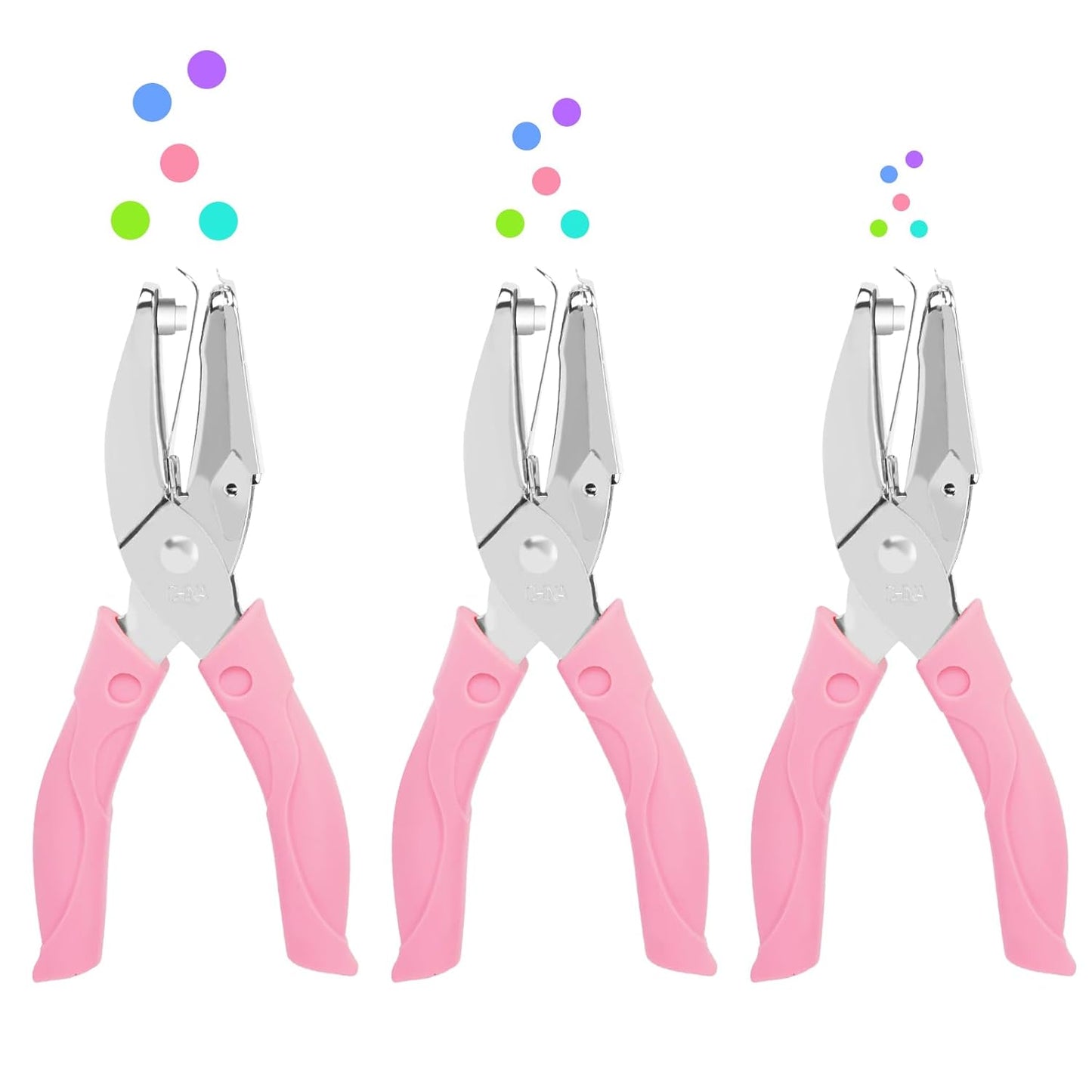 UCEC 3 Pack Circle Single Hole Punches, Small Hole Puncher, Paper Punches for Crafting, Hole Tag Puncher Set of School Supplies with Soft-Handled for Clothing Ticket DIY Craft Tags Scrapbook Tool