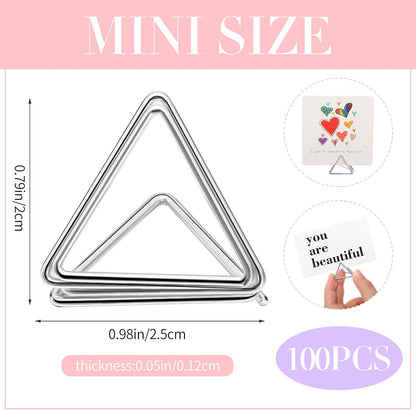 100 Pcs Triangle Shape Table Number Holders - Wedding & Party Mini Name Card Holders - Silver