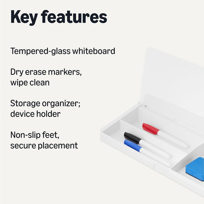 Amazon Basics Desktop Dry Erase Whiteboard with Organizer and Accessories, 15.7 x 5.4 inches, 1 Pack, White