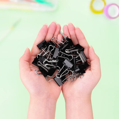 ZZTX Black Binder Clips Paper Clamps Clips Small Size, 0.75 Inches, 36 Pack