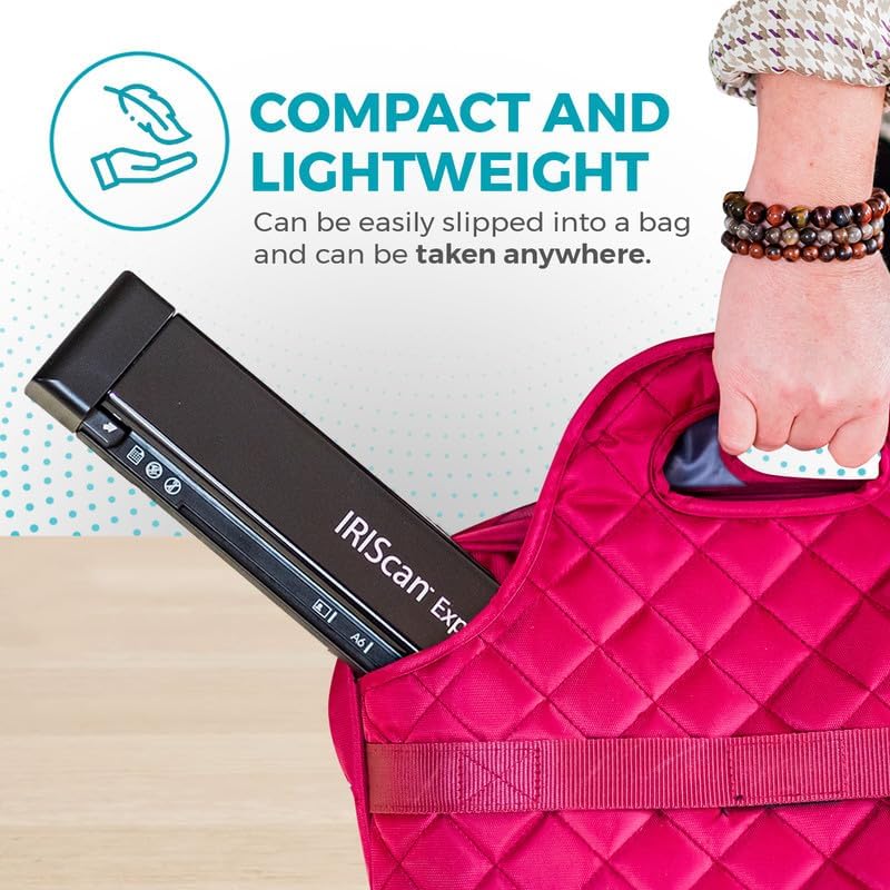 IRIScan Express v4 8PPM Portable Document Scanner - Simplex: Scan Directly to PDF, Word, Excel and Bus. Cards to Outlook. Receipt Scanner for Computers with USB Connectivity (Windows Only)