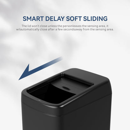ELLO&ALLO Garbage Can Motion Sensor Trash Can 13 Gallon for Kitchen with Roll Up Lid, Automatic Touchless High-Capacity Black Waste Bin