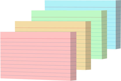 Index Cards 3x5 Bulk, (240 Cards) Colored Notecards 3x5 lined, Blank on Back Assorted Colors Flashcards for School Home and Office, Ruled Index Card